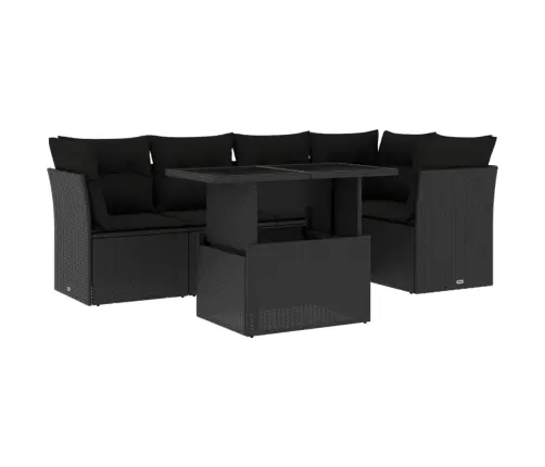 6-Daļīgs Dārza Dīvāna Komplekts, Matrači, Melna Pe Rotanpalma Vidaxl