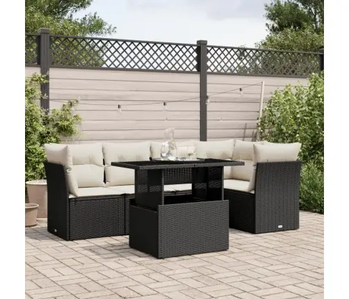 6-Daļīgs Dārza Dīvāna Komplekts, Matrači, Melna Pe Rotanpalma Vidaxl