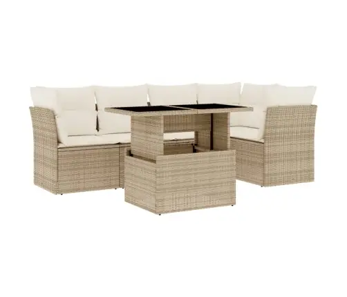 Sofos Komplektas Su Pagalvėlėmis, 6 Dalių, Smėlio, Poliratanas