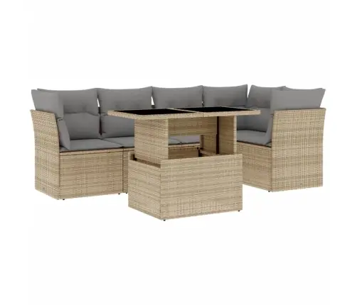 6-Daļīgs Dārza Dīvāna Komplekts, Matrači, Bēša Pe Rotangpalma Vidaxl