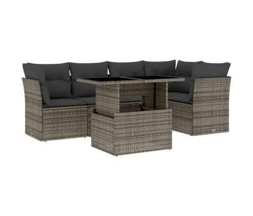 Sofos Komplektas Su Pagalvėlėmis, 6 Dalių, Pilkas, Poliratanas