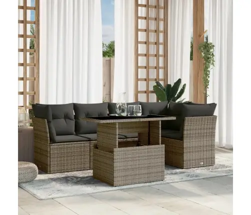 Sofos Komplektas Su Pagalvėlėmis, 6 Dalių, Pilkas, Poliratanas