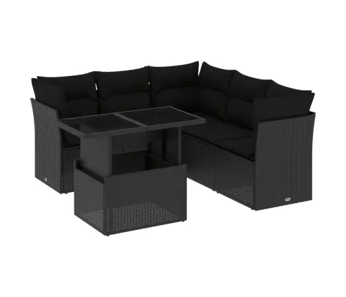 6-Daļīgs Dārza Dīvāna Komplekts, Matrači, Melna Pe Rotanpalma Vidaxl