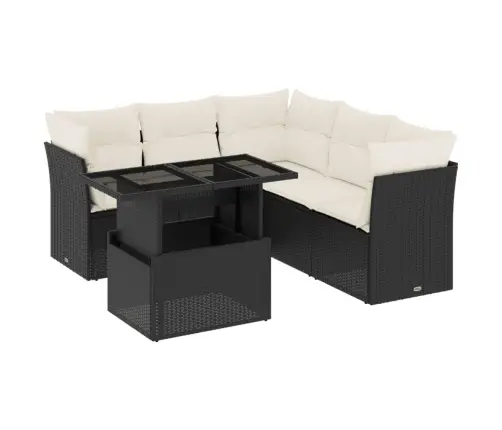 6-Daļīgs Dārza Dīvāna Komplekts, Matrači, Melna Pe Rotanpalma Vidaxl