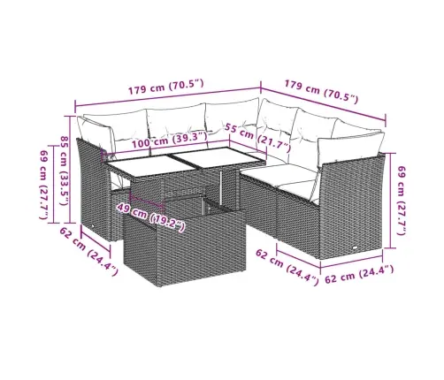 6-Daļīgs Dārza Dīvāna Komplekts, Matrači, Melna Pe Rotanpalma Vidaxl