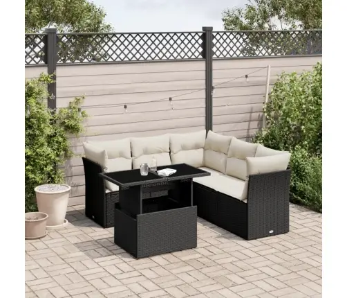 6-Daļīgs Dārza Dīvāna Komplekts, Matrači, Melna Pe Rotanpalma Vidaxl