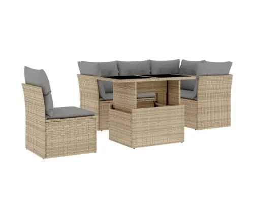 6-Osaline Aiadiivani Komplekt Patjadega, Beež, Polürotang