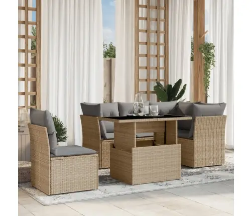 6-Osaline Aiadiivani Komplekt Patjadega, Beež, Polürotang