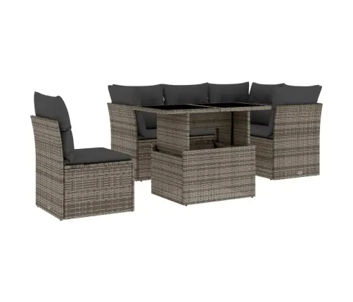 6-Daļīgs Dārza Dīvāna Komplekts Ar Matračiem, Pelēks Pe Pinums Vidaxl