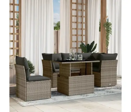 6-Daļīgs Dārza Dīvāna Komplekts Ar Matračiem, Pelēks Pe Pinums Vidaxl