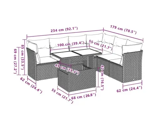 7-Osaline Aiadiivani Komplekt Patjadega, Must, Polürotang