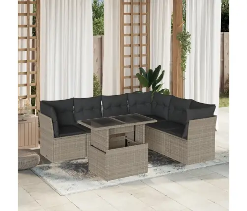 Sofos Komplektas Su Pagalvėlėmis, 7 Dalių, Pilkas, Poliratanas