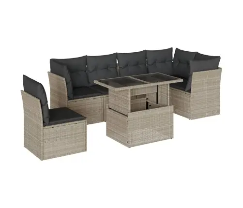 Sofos Komplektas Su Pagalvėlėmis, 7 Dalių, Pilkas, Poliratanas