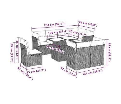 9-Osaline Aiadiivani Komplekt Patjadega, Must, Polürotang
