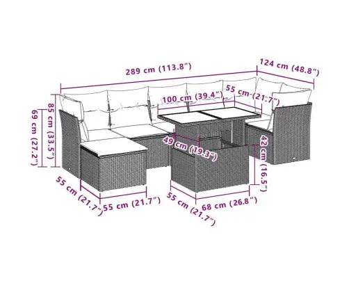 8-Osaline Aiadiivani Komplekt Patjadega, Must, Polürotang