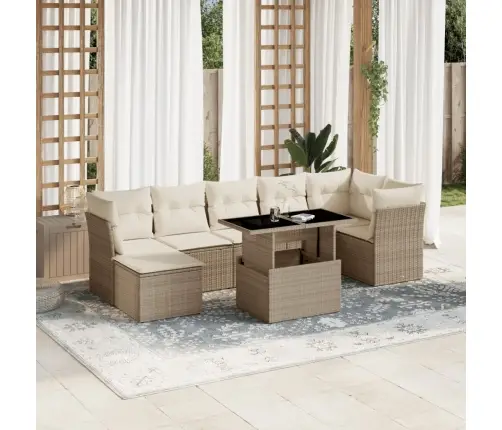 8-Osaline Aiadiivani Komplekt Patjadega, Beež, Polürotang