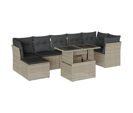 Sodo Komplektas Su Pagalvėlėmis, 8 Dalių, Pilkas, Poliratanas