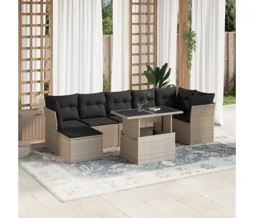 Sodo Komplektas Su Pagalvėlėmis, 8 Dalių, Pilkas, Poliratanas