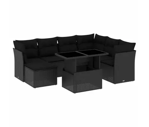 8-Daļīgs Dārza Dīvāna Komplekts, Matrači, Melna Pe Rotangpalma Vidaxl