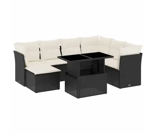 8-Daļīgs Dārza Dīvāna Komplekts, Matrači, Melna Pe Rotangpalma Vidaxl