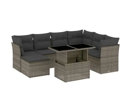 8-Daļīgs Dārza Dīvāna Komplekts Ar Matračiem, Pelēks Pe Pinums Vidaxl