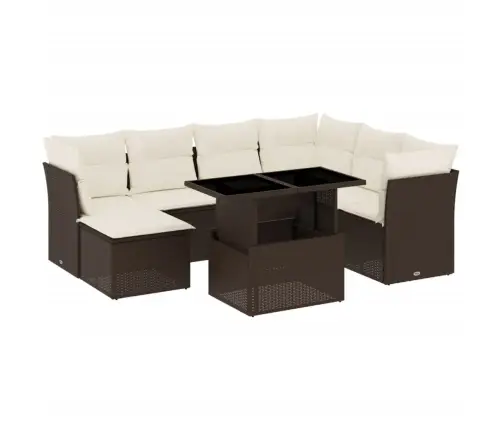 Sodo Komplektas Su Pagalvėlėmis, 8 Dalių, Rudas, Poliratanas