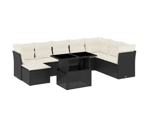 9-Daļīgs Dārza Dīvāna Komplekts, Matrači, Melna Pe Rotangpalma Vidaxl