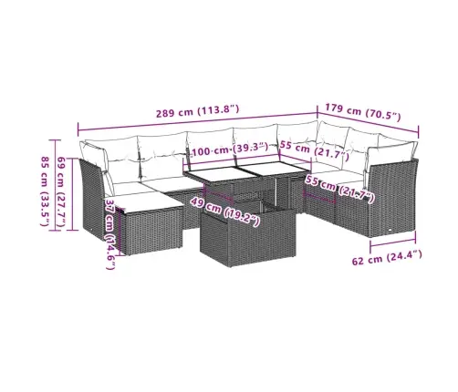 9-Osaline Aiadiivani Komplekt Patjadega, Hall, Polürotang