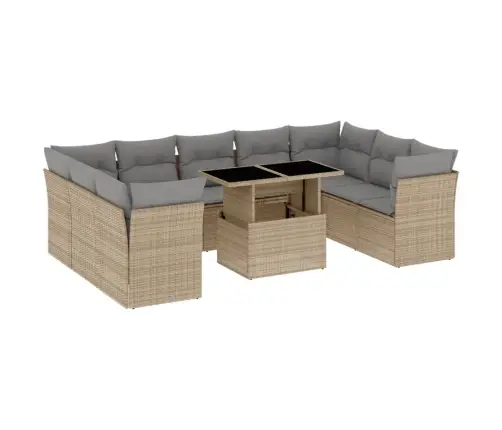 10-Osaline Aiadiivani Komplekt Patjadega, Beež, Polürotang