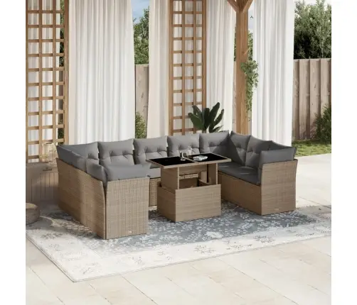 10-Osaline Aiadiivani Komplekt Patjadega, Beež, Polürotang