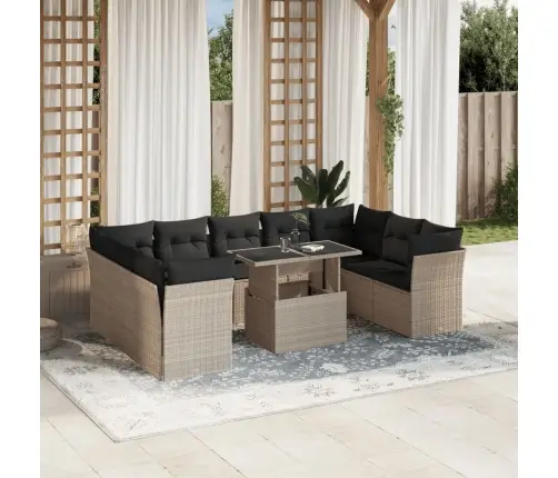 10-Osaline Aiadiivani Komplekt Patjadega, Helehall, Polürotang