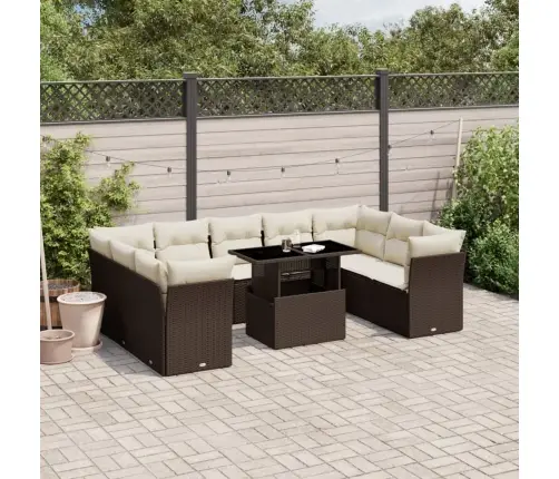 10-Osaline Aiadiivani Komplekt Patjadega, Pruun, Polürotang