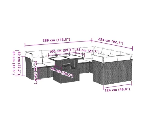 Sofos Komplektas Su Pagalvėlėmis, 10 Dalių, Smėlio, Poliratanas
