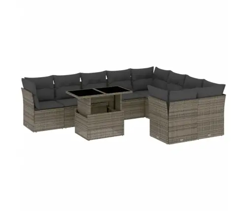 Sodo Komplektas Su Pagalvėlėmis, 10 Dalių, Pilkas, Poliratanas