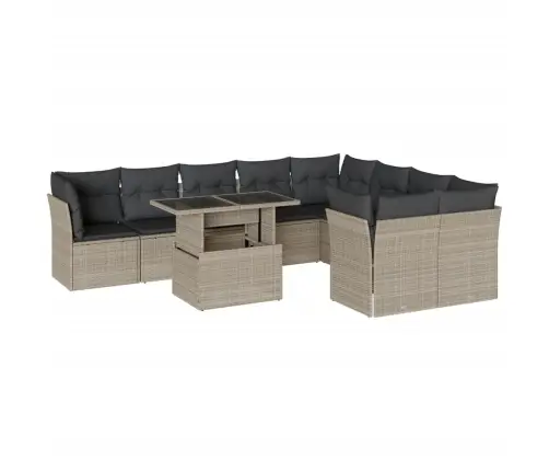 Sodo Komplektas Su Pagalvėlėmis, 10 Dalių, Pilkas, Poliratanas