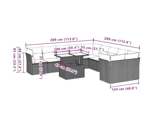 11-Daļīgs Dārza Dīvāna Komplekts, Matrači, Melna Pe Rotangpalma Vidaxl