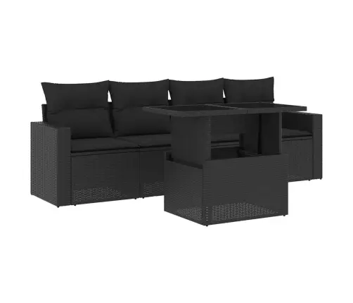 Sodo Komplektas Su Pagalvėlėmis, 5 Dalių, Juodas, Poliratanas