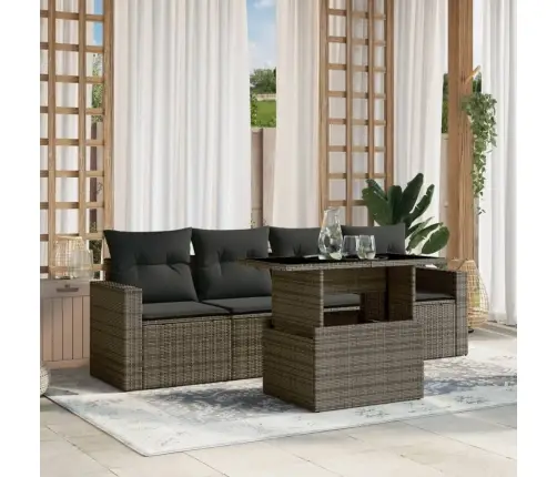 5-Osaline Aiamööblikomplekt Istmepatjadega, Polürotang, Hall