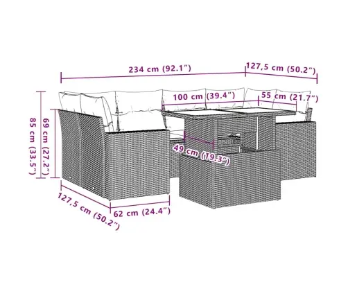 7-Daļīgs Dārza Dīvāna Komplekts Ar Matračiem, Melna Pe Vidaxl