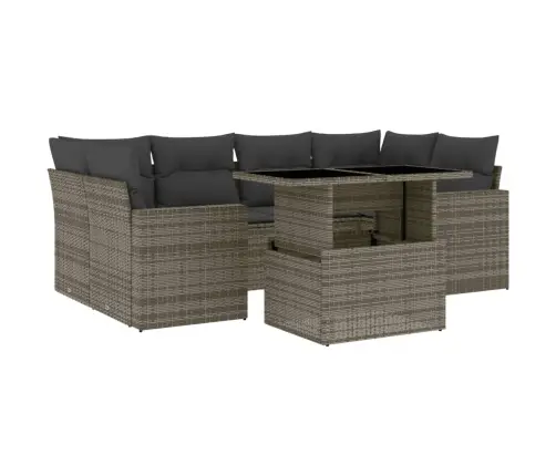 Sofos Komplektas Su Pagalvėlėmis, 7 Dalių, Pilkas, Poliratanas