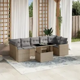 8-Osaline Aiadiivani Komplekt Patjadega, Beež, Polürotang