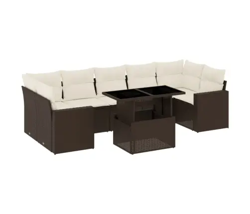 8-Daļīgs Dārza Dīvānu Komplekts, Matrači, Brūna Pe Rotangpalma Vidaxl