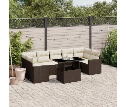 8-Daļīgs Dārza Dīvānu Komplekts, Matrači, Brūna Pe Rotangpalma Vidaxl