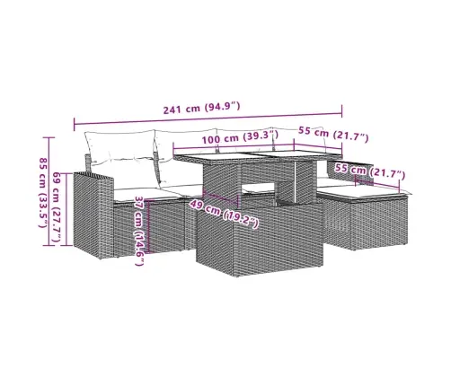 6-Daļīgs Dārza Dīvāna Komplekts, Matrači, Bēša Pe Rotangpalma Vidaxl