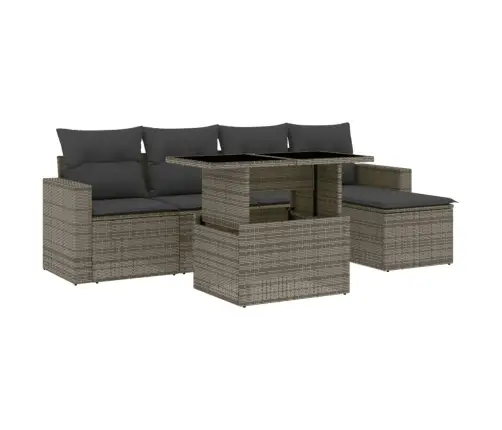 Sofos Komplektas Su Pagalvėlėmis, 6 Dalių, Pilkas, Poliratanas