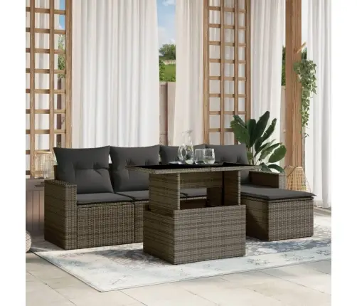 Sofos Komplektas Su Pagalvėlėmis, 6 Dalių, Pilkas, Poliratanas