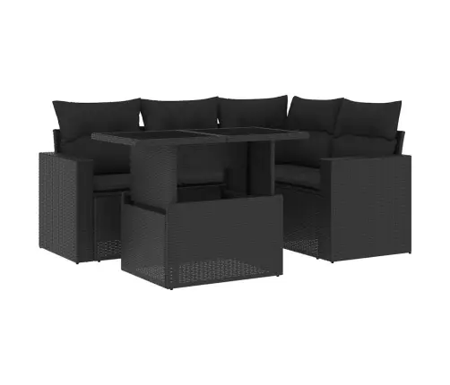 5-Osaline Aiadiivanikomplekt Patjadega, Must, Polürotang