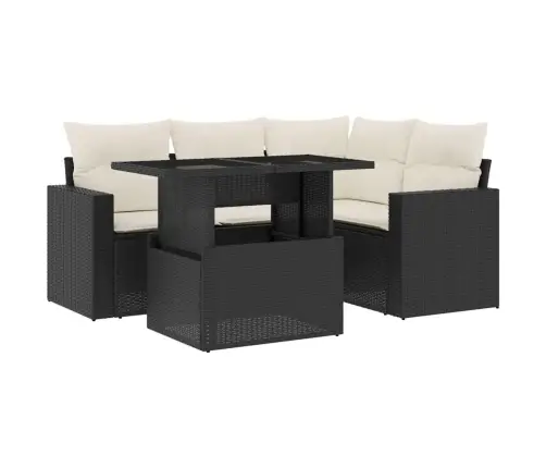 5-Daļīgs Dārza Dīvāna Komplekts Ar Matračiem, Pe Rotangpalma Vidaxl