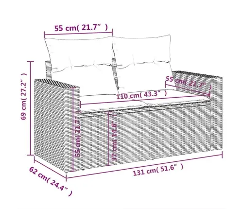 5-Daļīgs Dārza Dīvāna Komplekts Ar Matračiem, Pe Rotangpalma Vidaxl