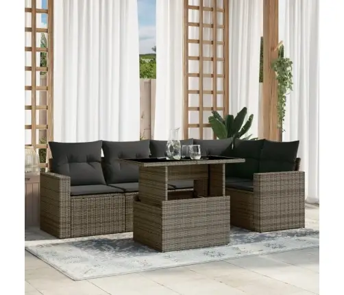 Sofos Komplektas Su Pagalvėlėmis, 6 Dalių, Pilkas, Poliratanas